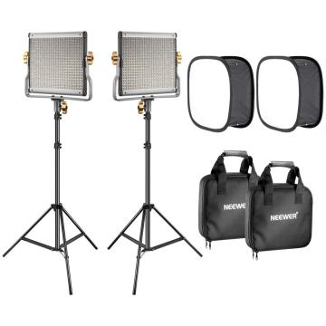Neewer 2-Pack 480 LED Video Light Lighting Kit: Dimmable Bi-color LED Panel+Light Stand and Softbox Diffuser for Photo Studio