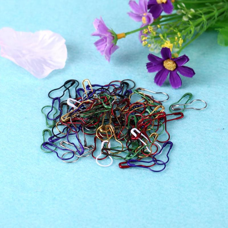 100pcs 1Box Mixed Color Safety Pins Calabash Gourd Shape Safety Pin Markers Pins Craft Sewing Knitting Stitch Holder Accessories