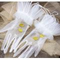 Women's elegant yellow embroidery ostrich feather mesh glove female spring summer sunscreen lace driving glove R3054
