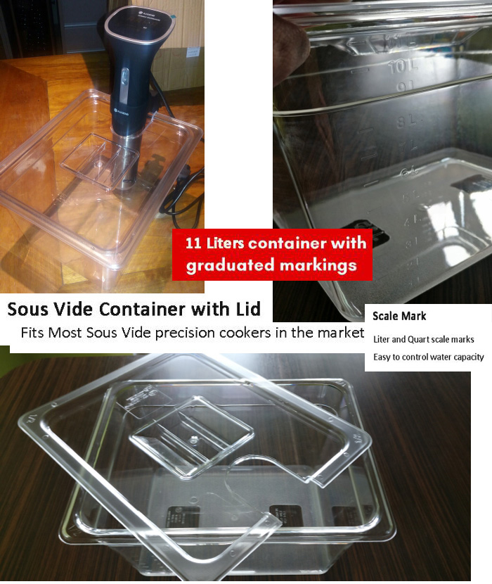 Collapsible Hinged Sous Vide Container with Lid for Circulator Sous Vide Culinary Precision Cooker 11 Liter Capacity