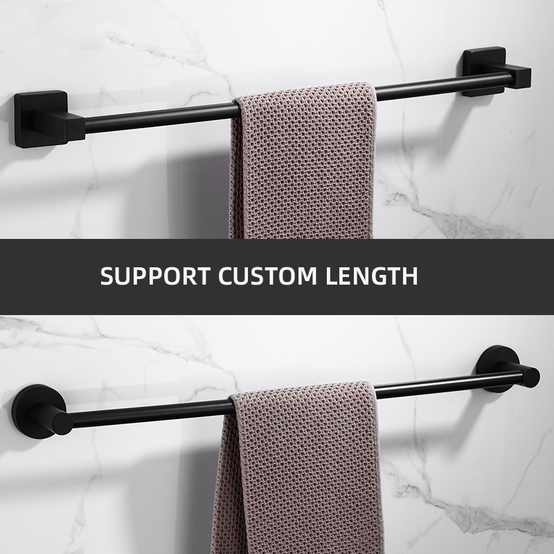 Bathroom Black Towel Rack Wall-mounted Black Toilet Space Aluminum Towel BarStorage Rail Shelf Bathroom Accessories