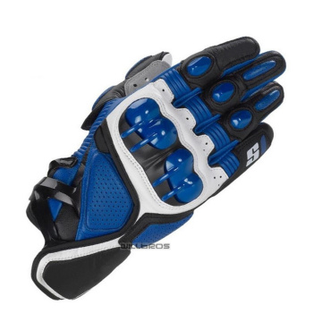 Alpine Star S1 Leather Gloves Motocross MTB BMX ATV Bike Riding Blue White Gloves Mens