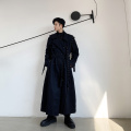 IEFB /men and women's wear 2021 spring streetwear new trench Personality Rope Design Asymmetry patchwork long coat loose 9Y989