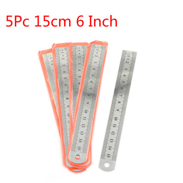 5Pc 15cm 6 Inch Stainless Steel Metal Straight Ruler Precision Double Sided Learning Office Stationery Drafting Supplies