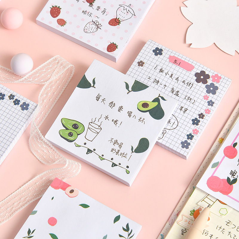80 pages/set Korean Fashion Flowers Avocado Fruit Memo Pad Sticky Notes Planner Sticker To Do List Cute Memo Sheet Stationery