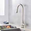 Brushed Nickel Kitchen Faucet Sensor Pull Out Sprayer Rain 360 Rotation Hot Cold Mixer Crane Tap Deck Mounted 2-way Spout