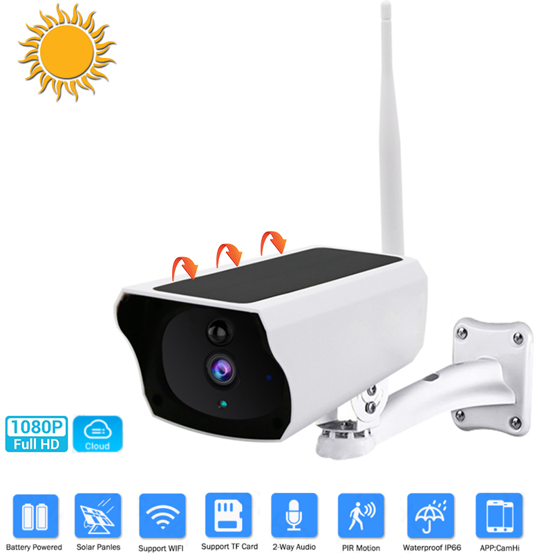 HD Solar 1080P WiFi Camera CCTV Outdoor Security Surveillance IP Camera with Charging Battery IR Motion Detection Waterproof Cam