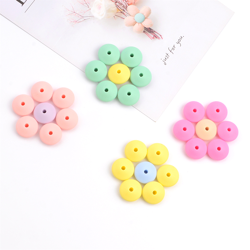 10pcs/lot Silicone lentil Beads 15mm Teething Necklace Baby Teething Toy Silicone BPA Free DIY Charms Newborn Nursing Accessory