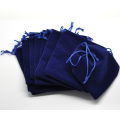 Chine supplier Dark blue velvet bag with blue string