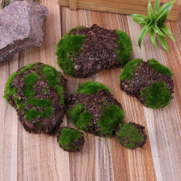 6pcs/pack Fake Moss Stones Craft Flower Green Plants Rock Artificial Landscape Stone Shop Window Home Garden Decor