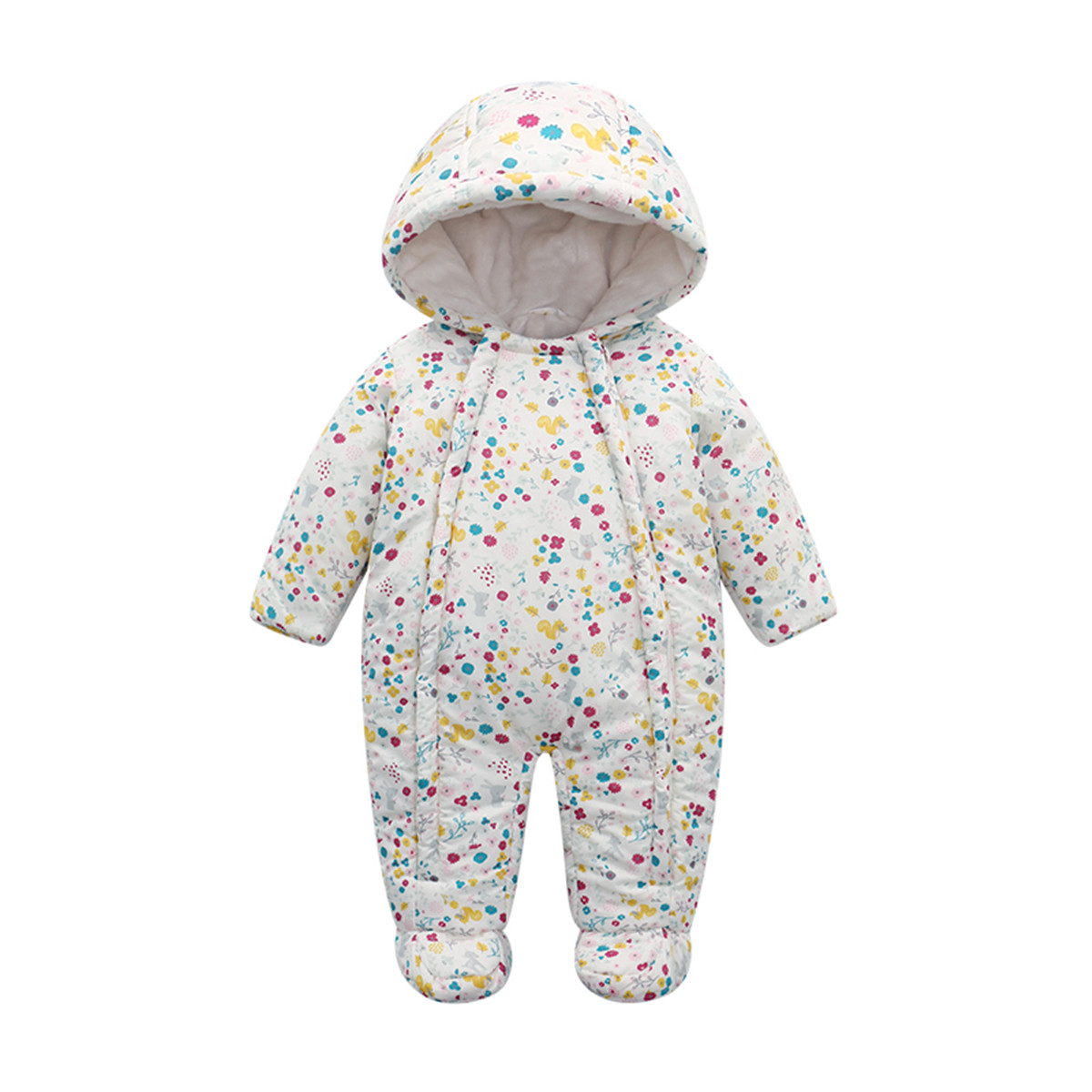 Newborn Baby Girls Winter Coat Outwear Plus Velvet Thickening Soft Fleece Rompers Infant Jumpsuit Overalls For Kids Clothes