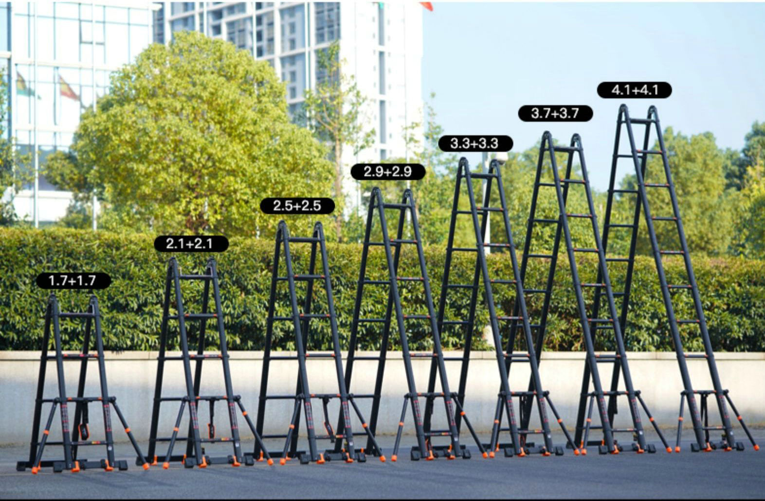 1.7*1.7m multifunctional folding telescopic aluminum alloy ladder,herringbone/straight ladder dual-use type,thickened anti-roll