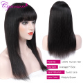 Cynosure Peruvian Straight Human Hair Wigs With Bangs For Black Women 150% Density Machine Made None Lace Front Human Hair Wigs