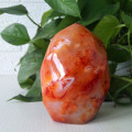 100%Natural red agate crystal flame decorated agate ice cream mineral specimen