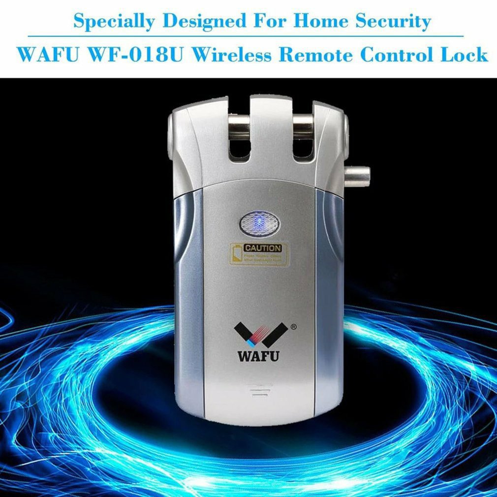 WAFU Wireless Remote Control Electronic Lock Invisible Keyless Entry Door Lock with 4 Remote Controllers Electric Lock 433mhz