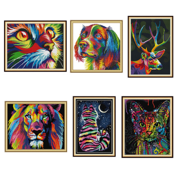 Colorful animal pattern print cross stitch kit abstract art animal painting 14CT 11CT embroidery kit DIY needlework embroidery