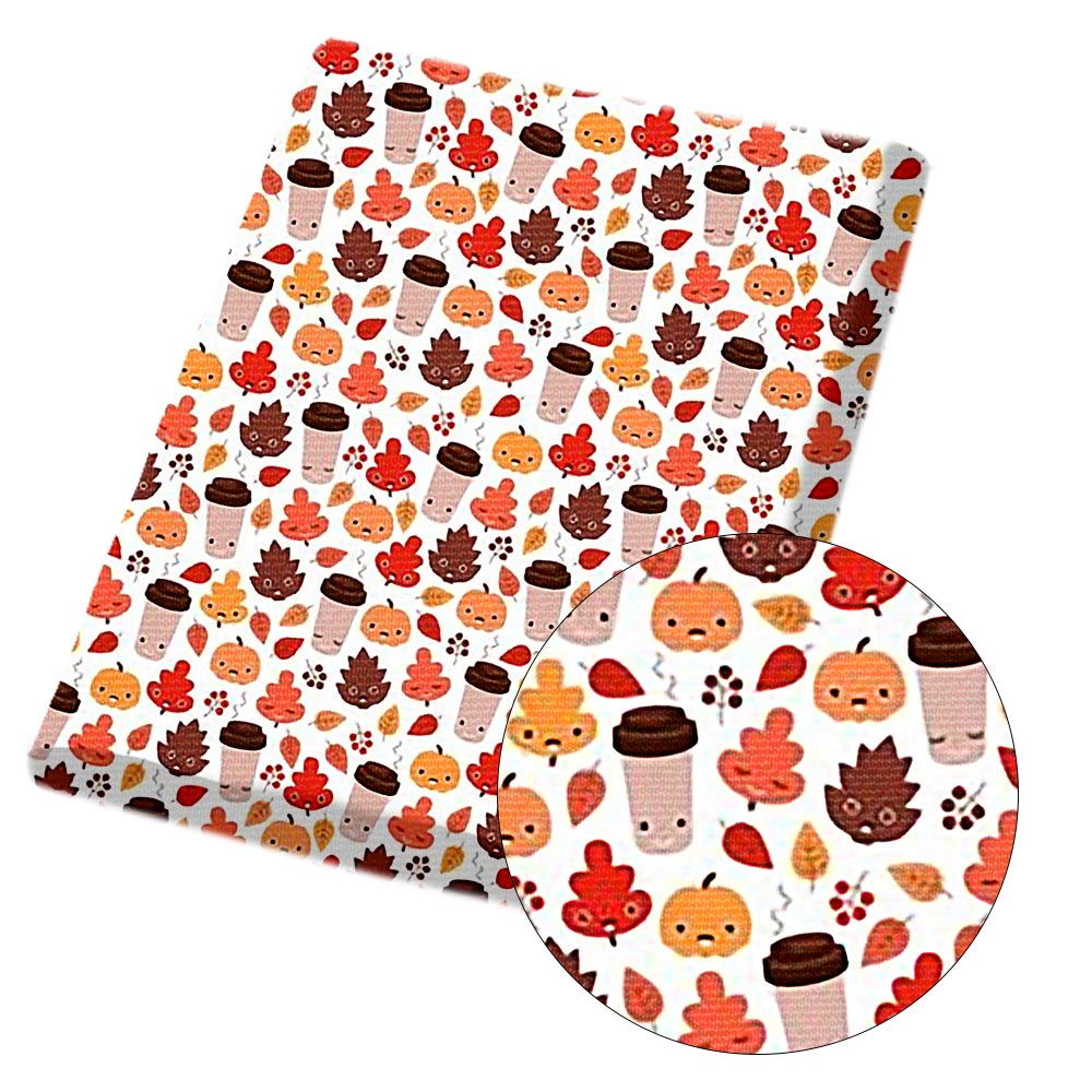 IBOWS Polyester Cotton Fabric Halloween Theme Cartoon Pumpkin Printed Cloth Fabric Dress Home Textile DIY Matewrial 45*140cm/pc