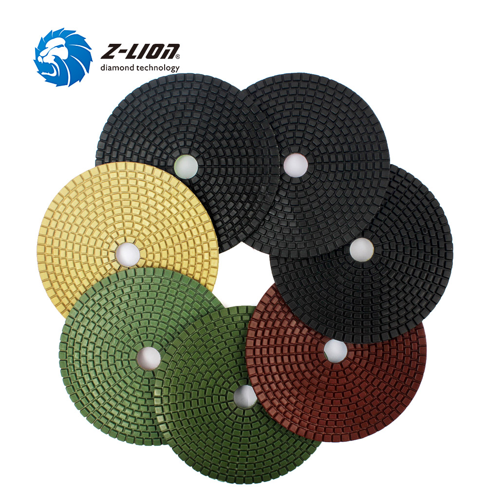 Z-LION 7pcs/Lot 6 inch Diamond Polishing Pad Wet Use 148mm Flexible Polishing Disc for Granite Marble Stone