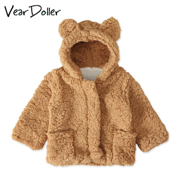 VearDoller Baby Coats Winter Long Sleeve Warm Outerwear Cute Bear Berber Fleece Tops Toddler Thicken Jackets Boys Girls Coat