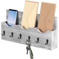 Wall Mounted Mail Holder with Key Hooks