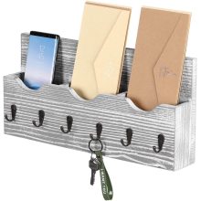 Wall Mounted Mail Holder with Key Hooks