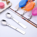 Folding Travel Camping Equipment Utensil Stainless Pocket Spoon Fork Small Foldable Spoon Fork Camping Picnic Survival Tool