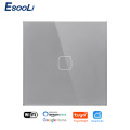 EsooLi Tuya Smart Life Glass Panel EU/UK Standard Touch Switch Zero/Single Fire Line Voice Control Light Wireless Wall Switch