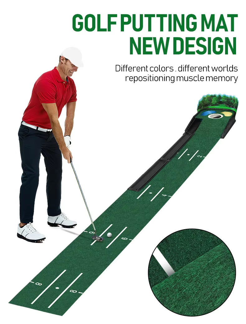 Golf Putting Mat 3 Hole Portable Indoor Outdoor Eco-Friendly Dual Color Realistic Green Practice Surface Lightweight Travel Golf
