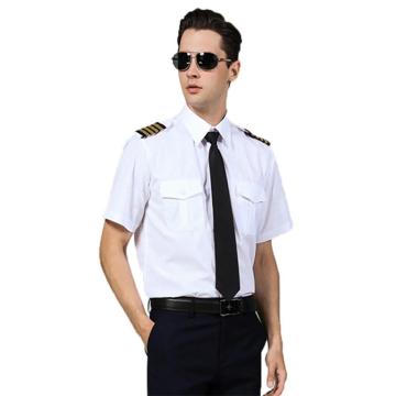 Classic Pilot Shirt Adult White Captain Uniform Epaulette Shirt Halloween Role Play Fancy Dress