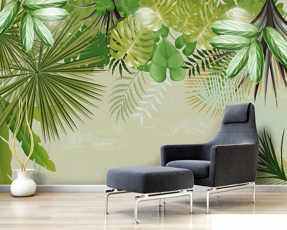 Decorative wallpaper Fresh rainforest plant banana leaf background wall painting