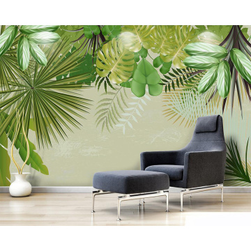 Decorative wallpaper Fresh rainforest plant banana leaf background wall painting