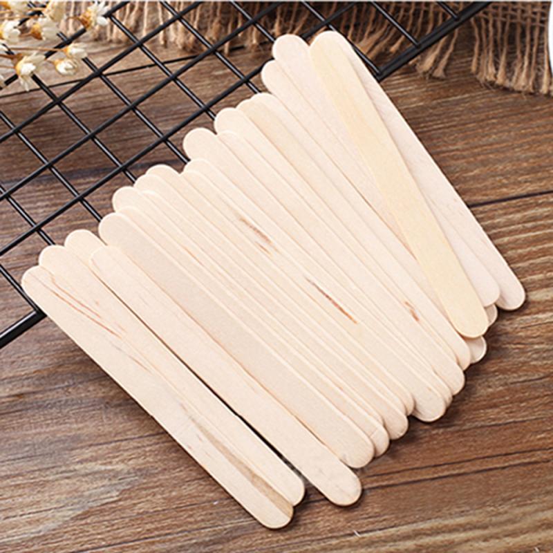 50Pcs Natural Wooden Popsicle Stick DIY Kids Hand Crafts Art Ice Cream Lolly Cake Tools Eco-friendly Household Ice Cream Tools