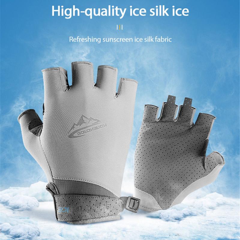 Outdoor Cycling Half Finger Gloves Motorcycle Bike Gloves Sweat-absorbent Breathable Cold Ice Thin Gloves Hiking Hunting Gloves