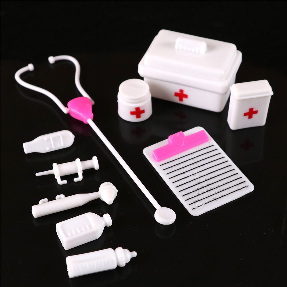 1 Set Plastic Medical Kit Doll Medicine Box For Pets Toys Doctor Toys For Girls Kids Role Play Pretend Play Doll Accessories