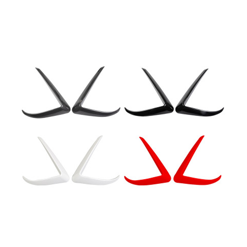 1 Pair Car Front Blade Trim ABS Black Carbon Fiber White Red For Tesla Model 3 2017-2020 Light Eyebrow Wind Knife Fog Lamp Frame