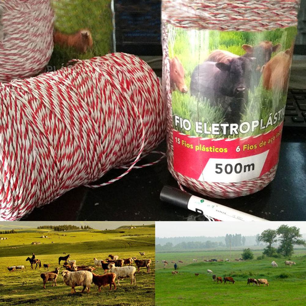 500m Electric Fence Poly Wire Ultra Low Resistance Hot Poly Rope 2mm Red White Polywire With Steel For Farm Horse Sheep Fencing