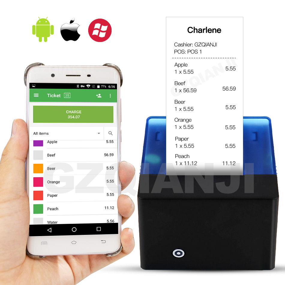 Free APP Android Bluetooth Thermal Printer 58mm Mini Bluetooth Thermal Receipt Printer Bluetooth Android iOS POS thermal printer