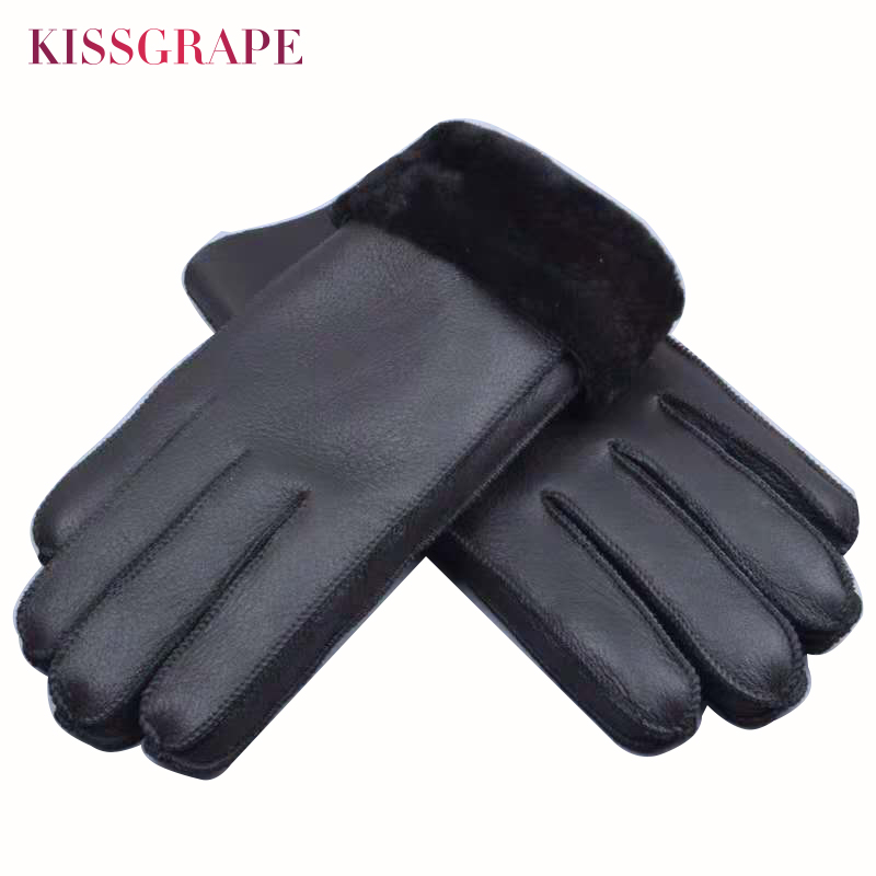2020 Winter Warm Natural Sheep Fur Gloves for Women Men's Genuine Leather Gloves Super Warm Unisex Woolen Fur Guantes for Ladies