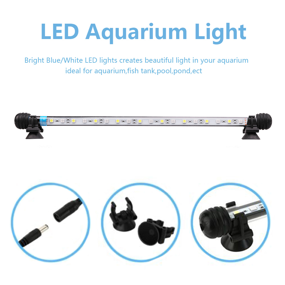 Waterproof LED Aquarium Lights Fish Tank Lighting Bar RGB 18-118CM Submersible Underwater Clip Lamp Aquatic Decor EU US UK Plug