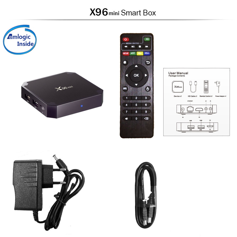 Best x96 mini iptv box android 9.0 tv box x96 Amlogic S905W 1G 8G 2G 16G smart ip tv set top box ship from france