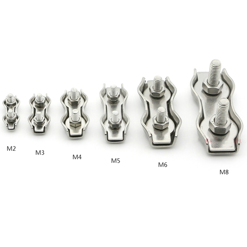 1pc 304 Stainless Steel Wire Rope Buckle Clips 2mm 3mm 4mm 5mm 6mm Cable Clamp Double Grips Fastener Hardware Accessories