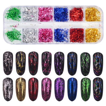 Nail Art Glitter Gold Silver Silk Stripes Lines Sequins Magic Effect Chrome Powder Mirror Powder Aluminum Foil Flakes