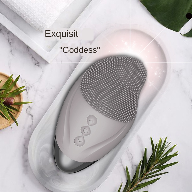 Facial Cleansing Brush Electric Heated Washing Brush Silicone Sonic Heating Facial Brush Pore Cleanser Massage IPX7 Waterproof