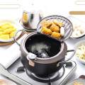 Japanese Style Deep Frying Pot Thermometer Tempura Fryer Pan Temperature Control Fried Chicken Pot Cooking Tools Kitchen Utensil