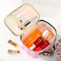 FUDEAM Leather Love Heart Portable Women Cosmetic Bag Multifunction Travel Storage Organize Portable Handbag Zipper Makeup Case