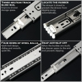 10"-20" Cabinet Slides Soft Close 304 Stainless Steel Three-Section Drawer Rails Drawer Slides Buffer Damper Rails Hardware