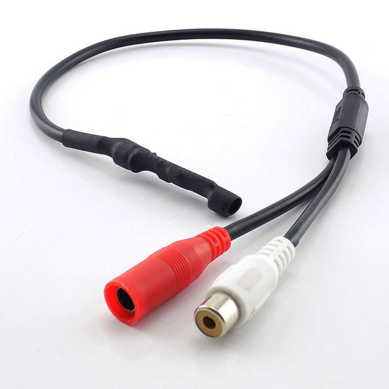 DC 12V Mini Microphone Pickup Sound Monitor Audio Pickup RCA Power Cable for Cctv Camera DVR Video Surveillance N11