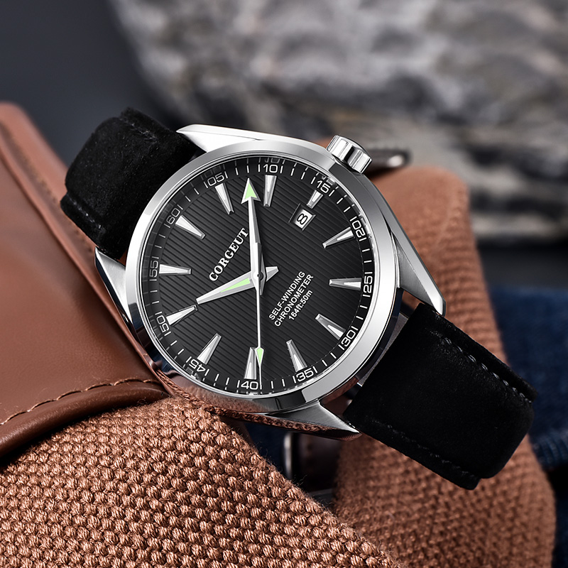 Corgeut Automatic Watch Mechanical Men Leather Wrist MIYOTA Watches sapphire waterproof sport Casual Self Wind male Clock