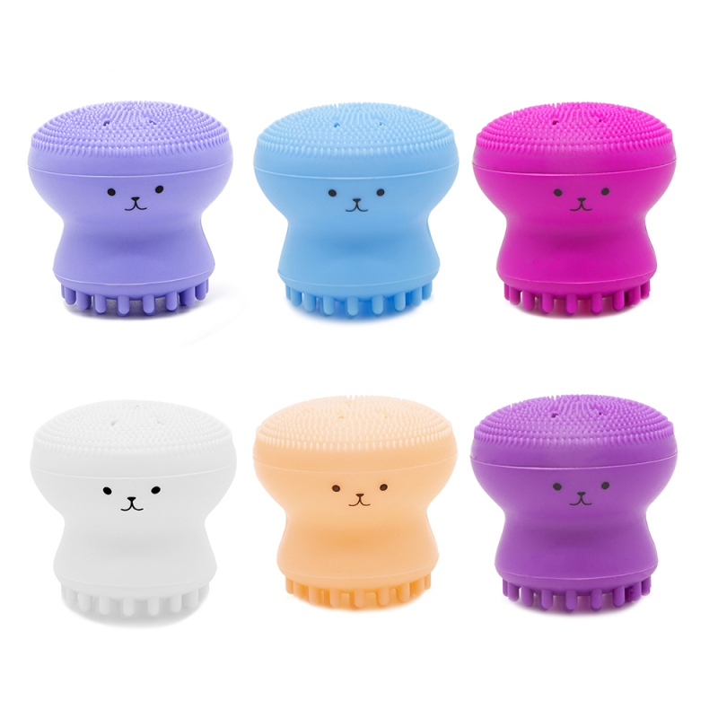 1PC Silicone Face Cleansing Brush Cute Octopus Shape Facial Cleanser Pore Cleaner Exfoliator Face Scrub Washing Brush TSLM1