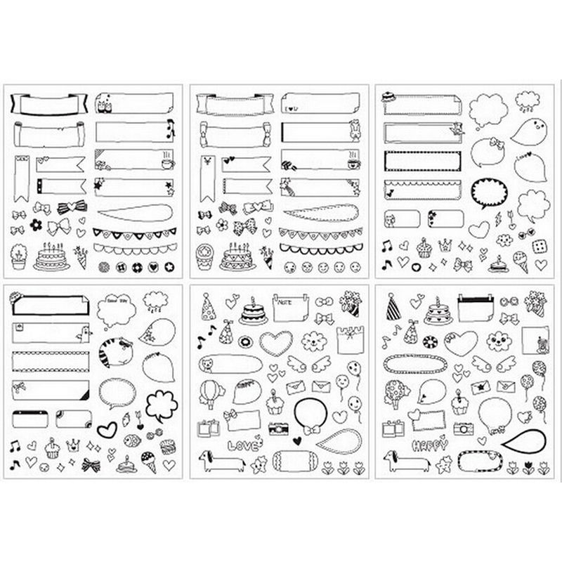 6 pcs/lot Black Line paper sticker diy planner decorative stickers scrapbooking diary kawaii stationery school office supplies